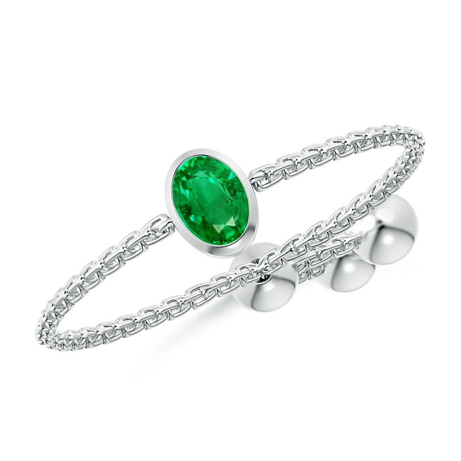 4x3mm AAA Bezel-Set Oval Emerald Bolo Ring in White Gold 