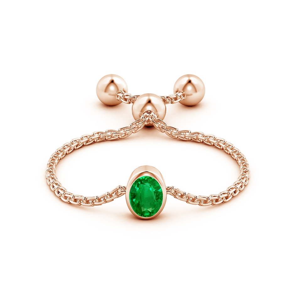 4x3mm AAAA Bezel-Set Oval Emerald Bolo Ring in Rose Gold side-1