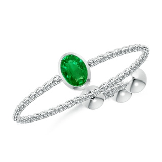 4x3mm AAAA Bezel-Set Oval Emerald Bolo Ring in White Gold