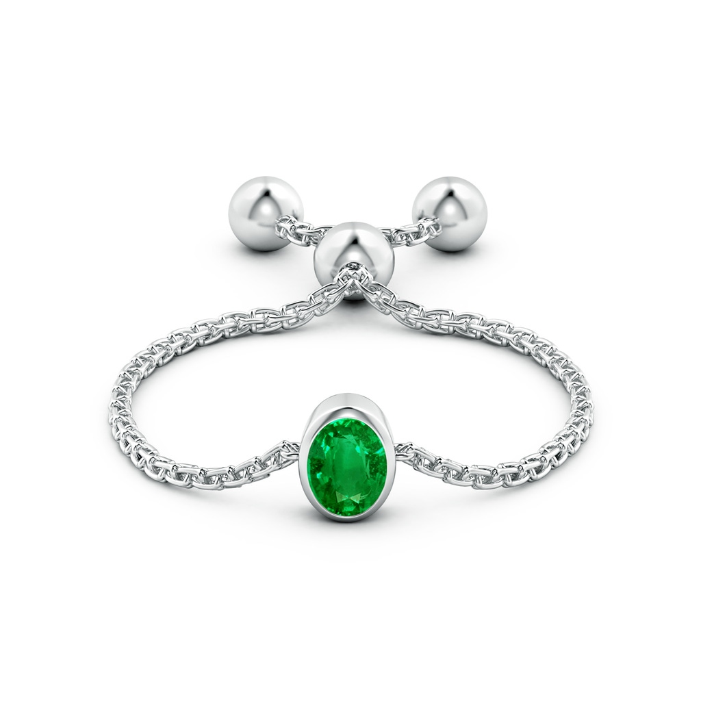 4x3mm AAAA Bezel-Set Oval Emerald Bolo Ring in White Gold - side_1