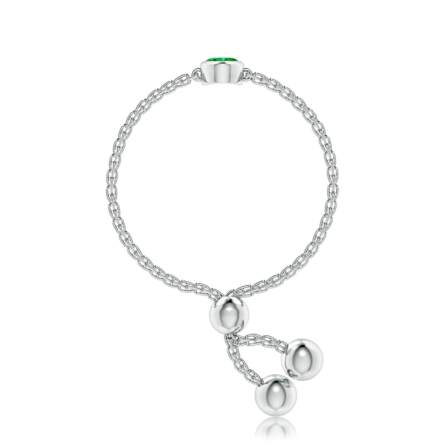 4x3mm AAAA Bezel-Set Oval Emerald Bolo Ring in White Gold - side 3