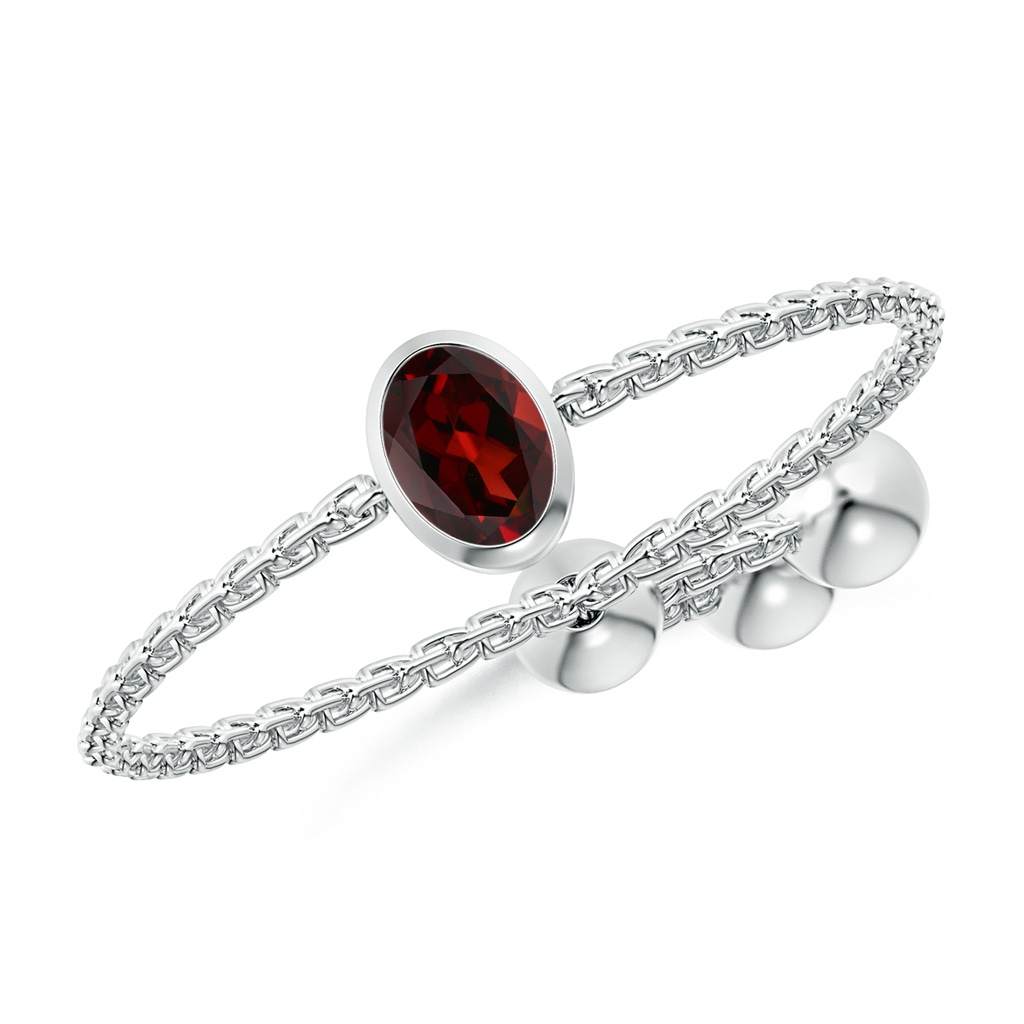 4x3mm AAA Bezel-Set Oval Garnet Bolo Ring in White Gold