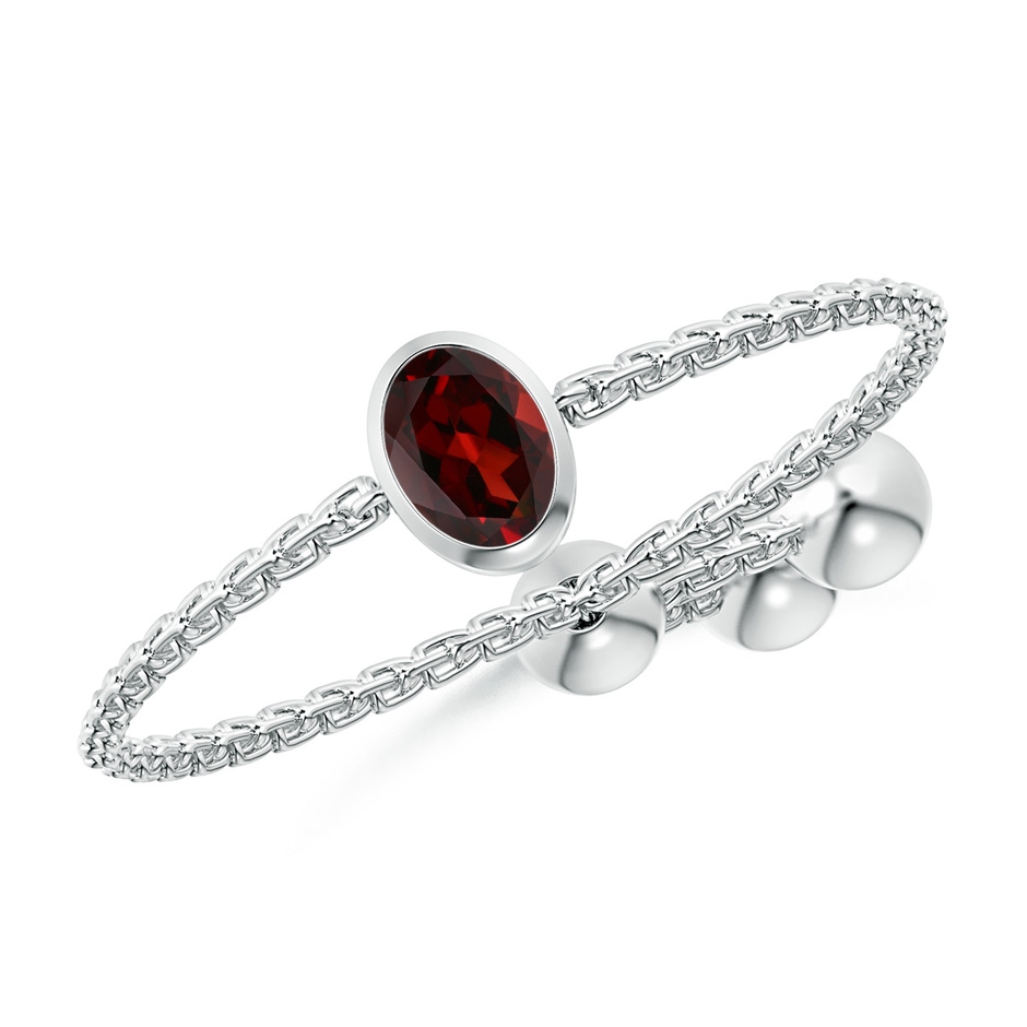 4x3mm AAA Bezel-Set Oval Garnet Bolo Ring in White Gold 