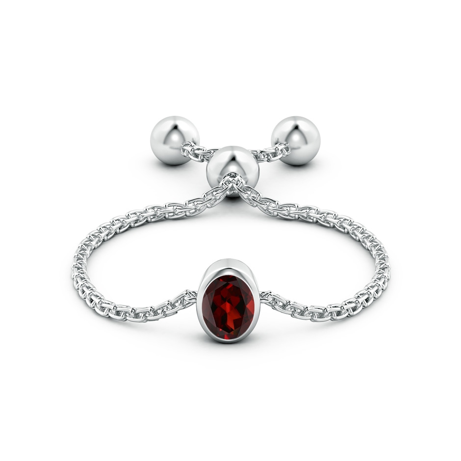 4x3mm AAA Bezel-Set Oval Garnet Bolo Ring in White Gold side-1