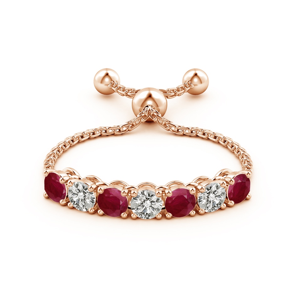 2.5mm A Seven Stone Ruby and Diamond Tennis Bolo Ring in Rose Gold side-1