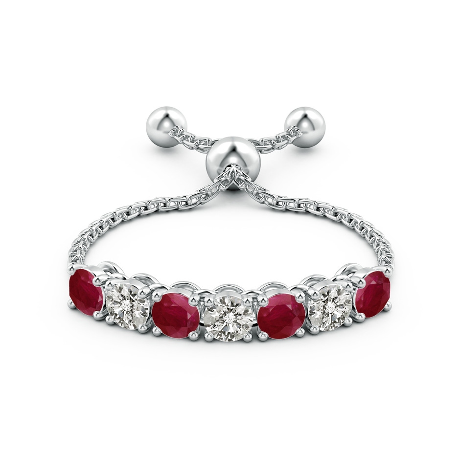 2.5mm A Seven Stone Ruby and Diamond Tennis Bolo Ring in White Gold side-1