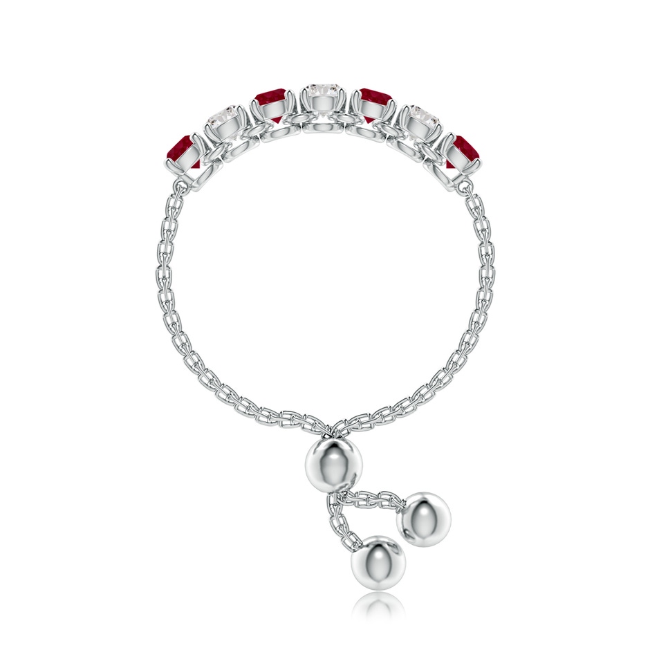 2.5mm A Seven Stone Ruby and Diamond Tennis Bolo Ring in White Gold side-2