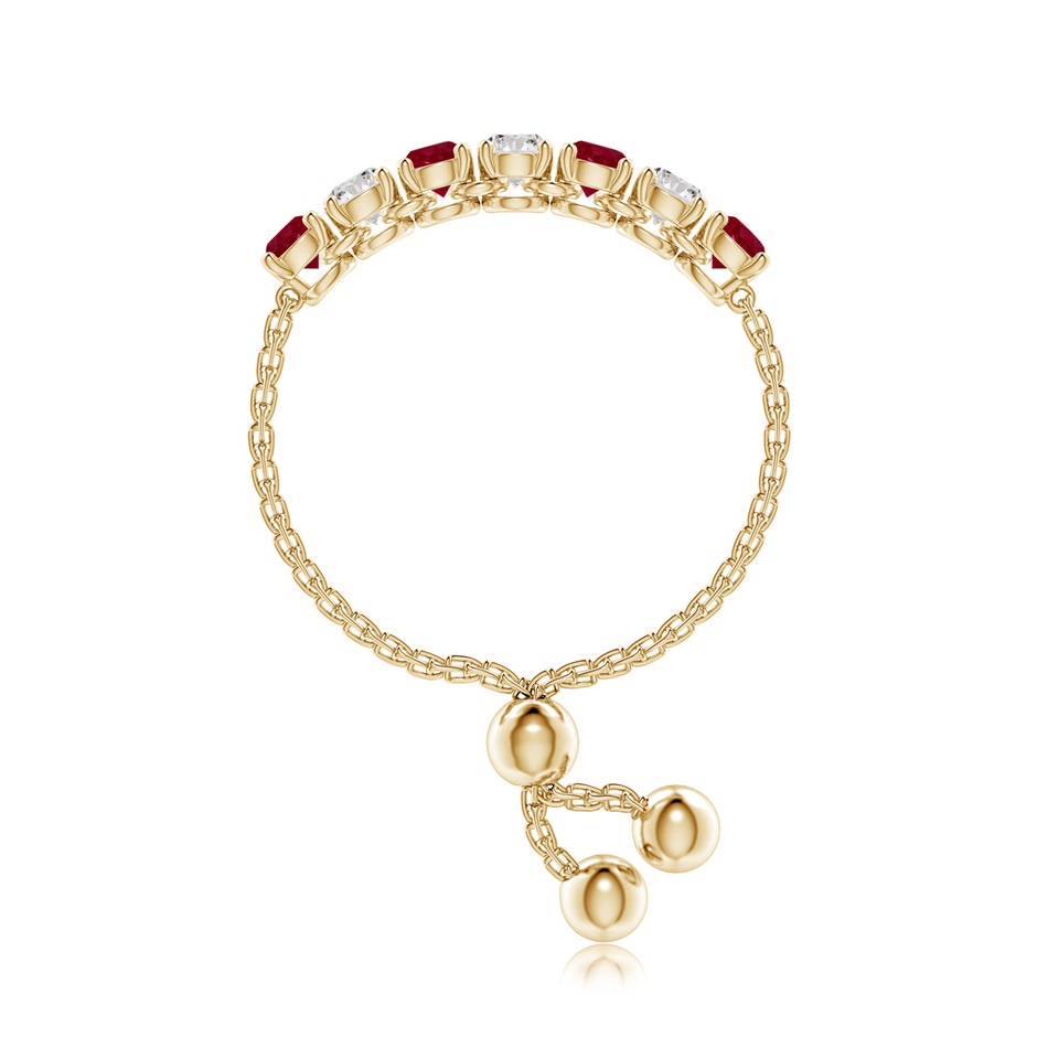 2.5mm A Seven Stone Ruby and Diamond Tennis Bolo Ring in Yellow Gold side-2