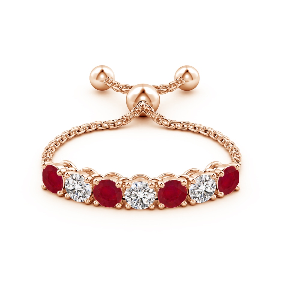 2.5mm AA Seven Stone Ruby and Diamond Tennis Bolo Ring in Rose Gold side-1