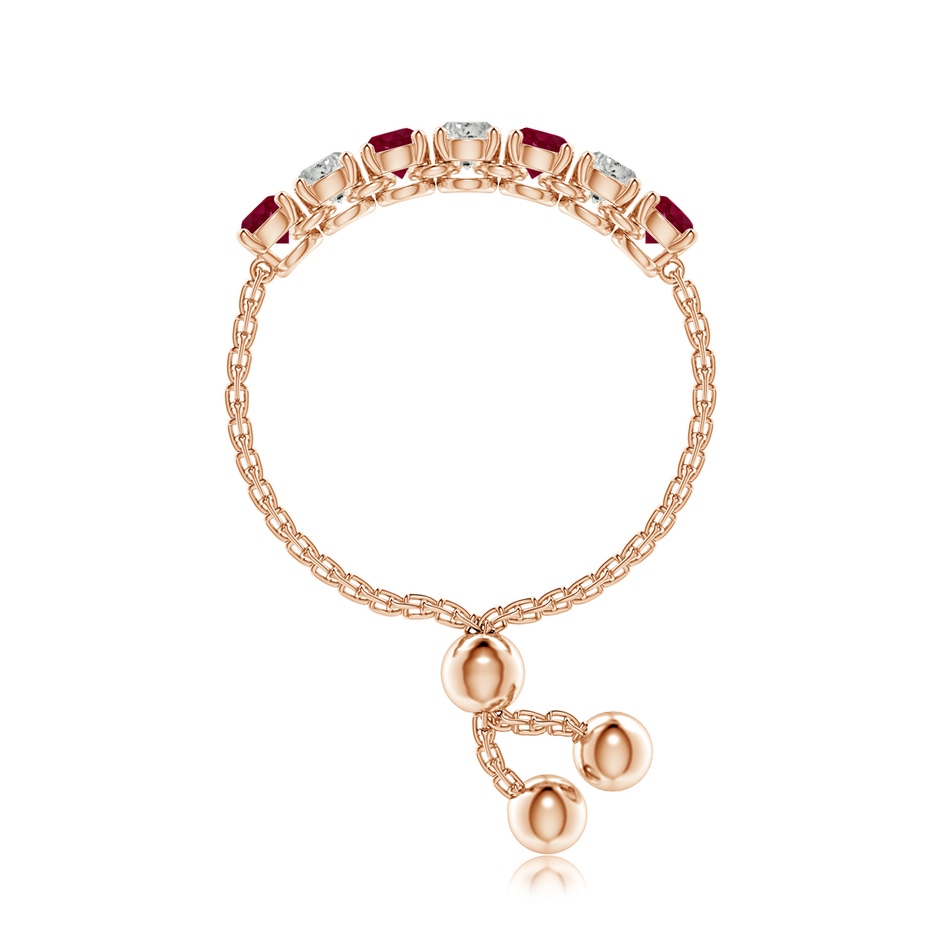 2.5mm AA Seven Stone Ruby and Diamond Tennis Bolo Ring in Rose Gold side-2