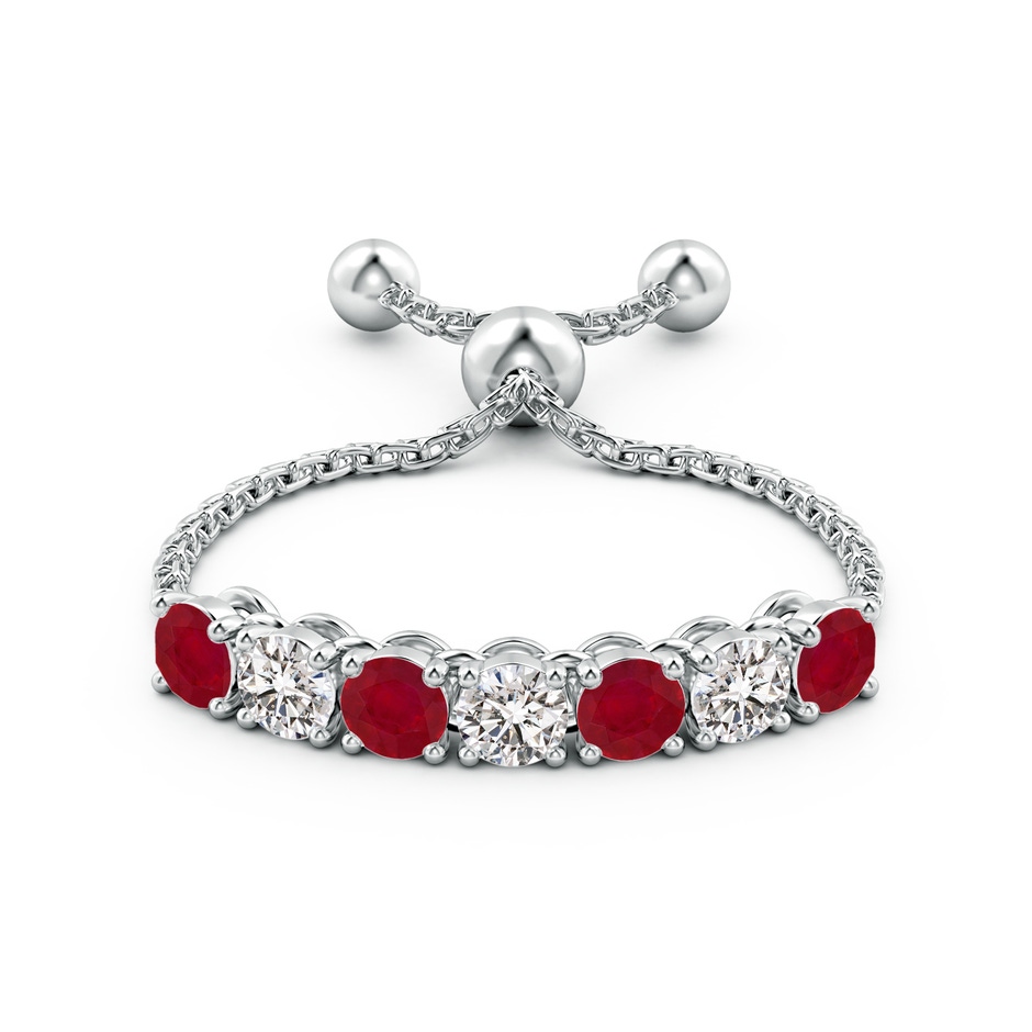 2.5mm AA Seven Stone Ruby and Diamond Tennis Bolo Ring in White Gold side-1