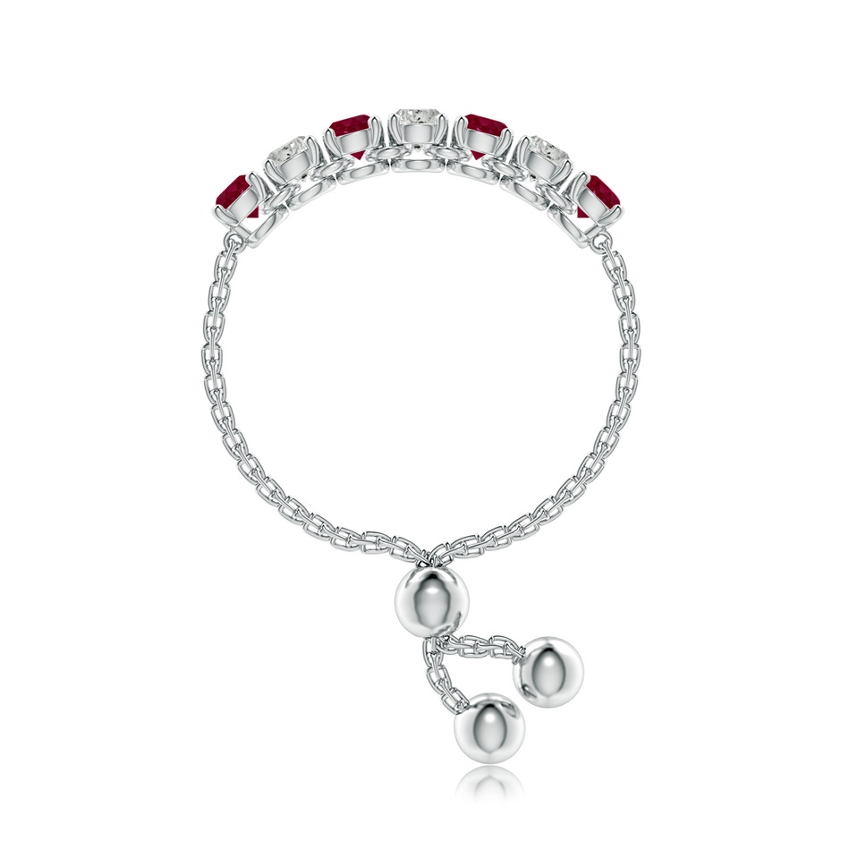 2.5mm AA Seven Stone Ruby and Diamond Tennis Bolo Ring in White Gold side-2