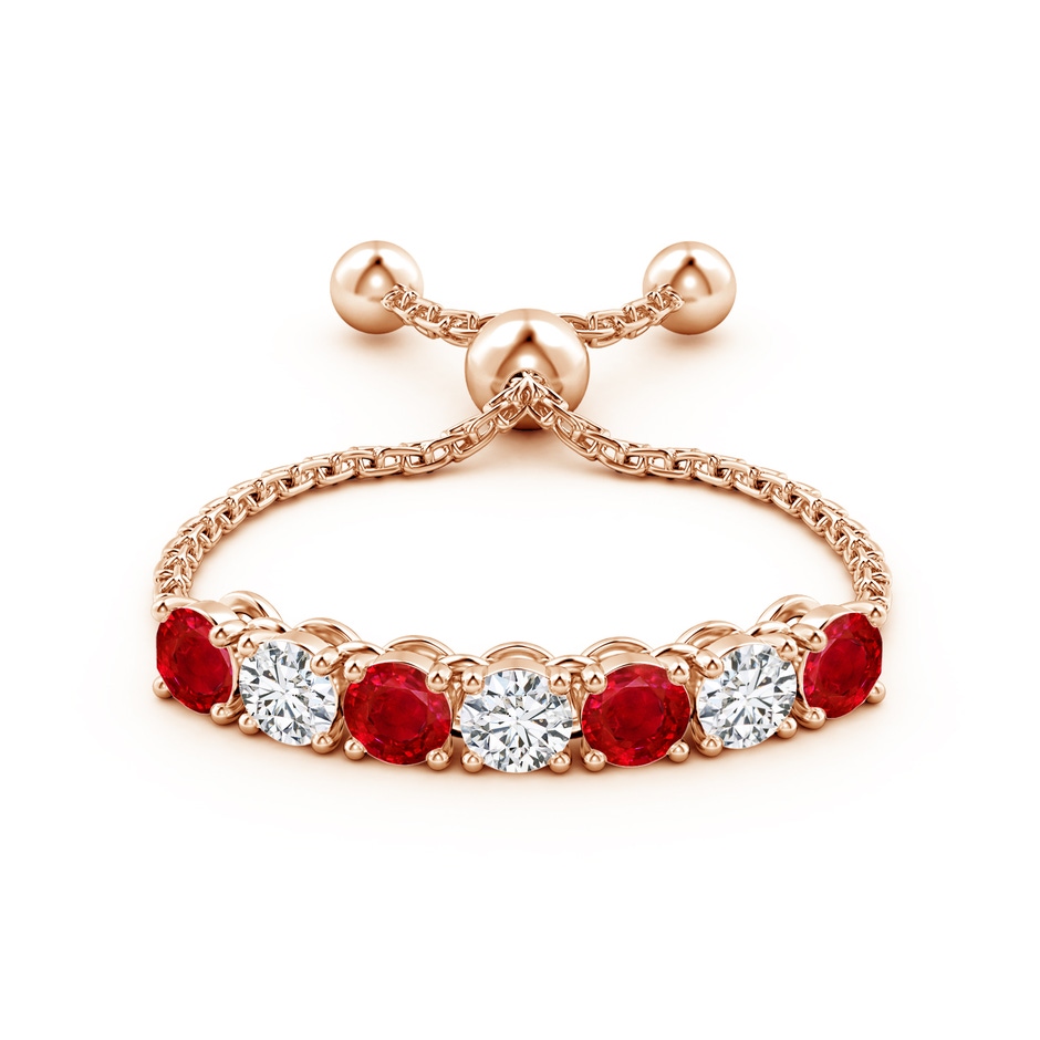 2.5mm AAA Seven Stone Ruby and Diamond Tennis Bolo Ring in Rose Gold side-1