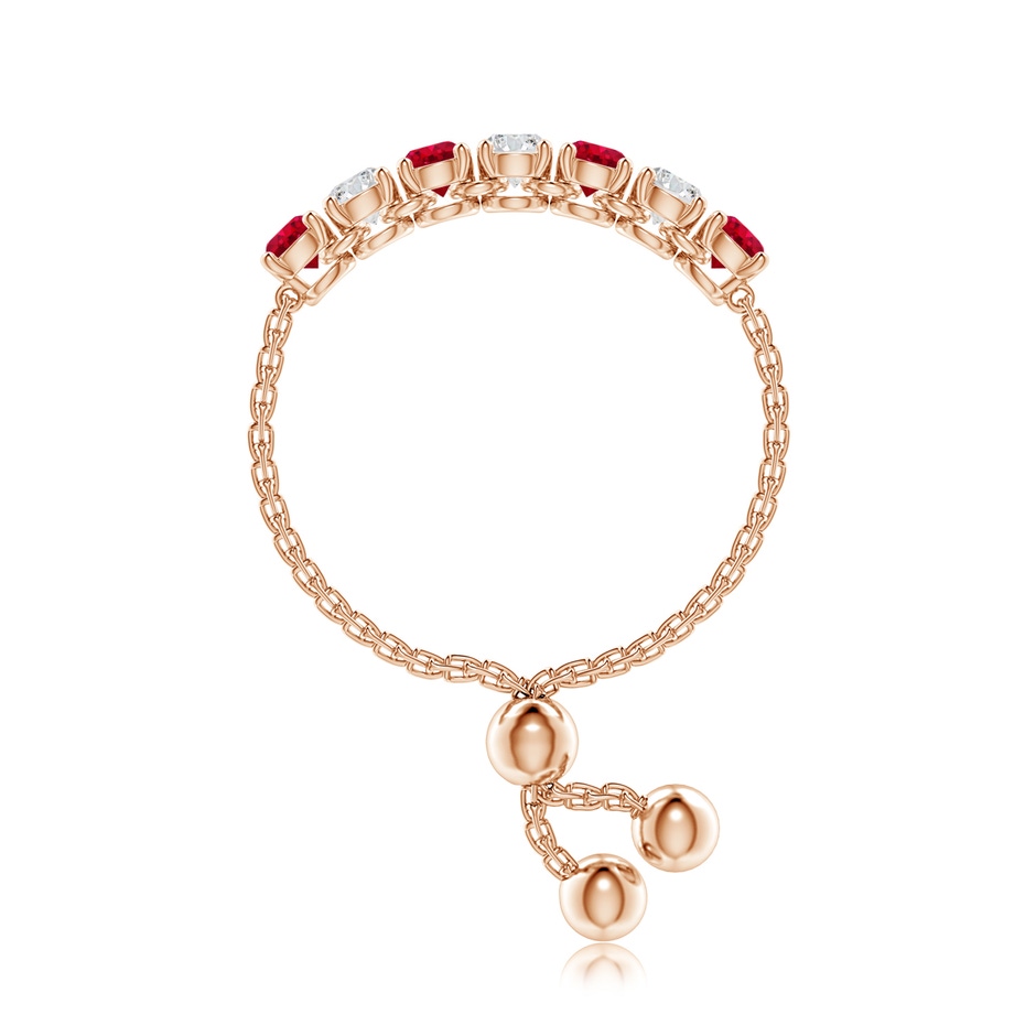 2.5mm AAA Seven Stone Ruby and Diamond Tennis Bolo Ring in Rose Gold side-2