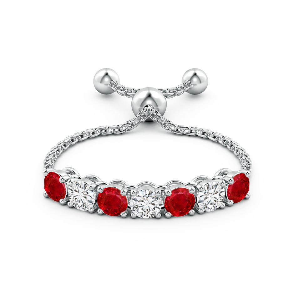 2.5mm AAA Seven Stone Ruby and Diamond Tennis Bolo Ring in White Gold side-1