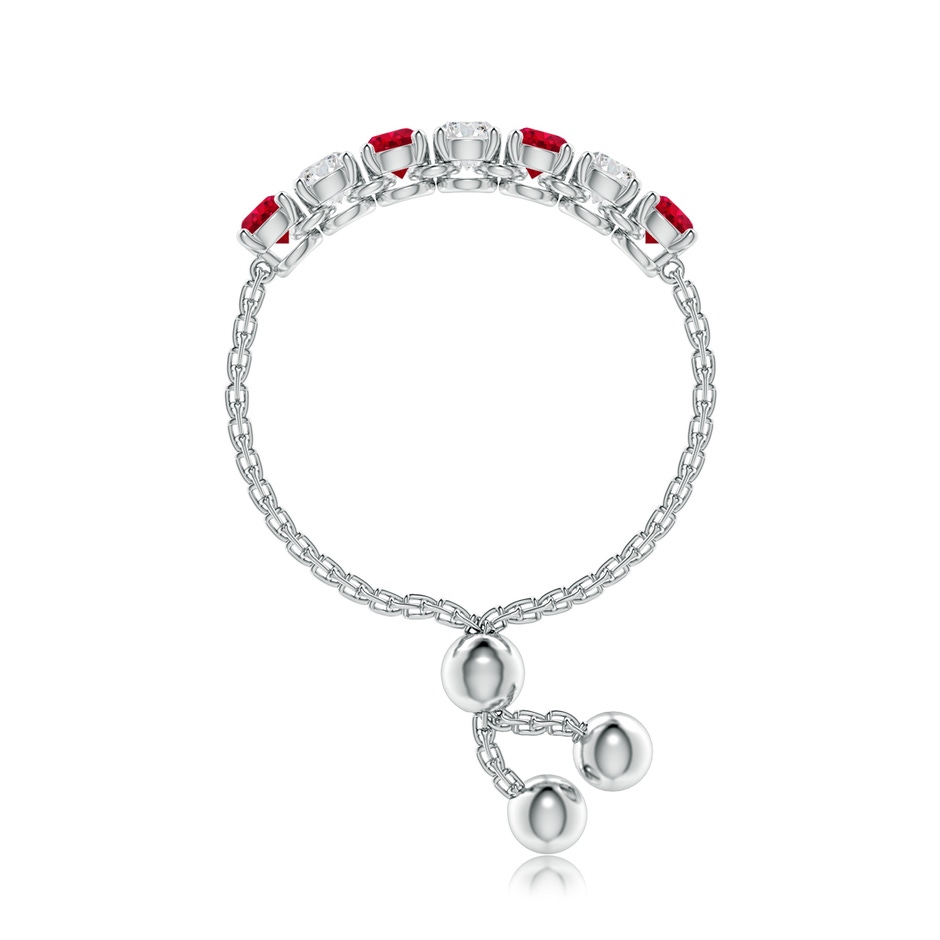 2.5mm AAA Seven Stone Ruby and Diamond Tennis Bolo Ring in White Gold side-2