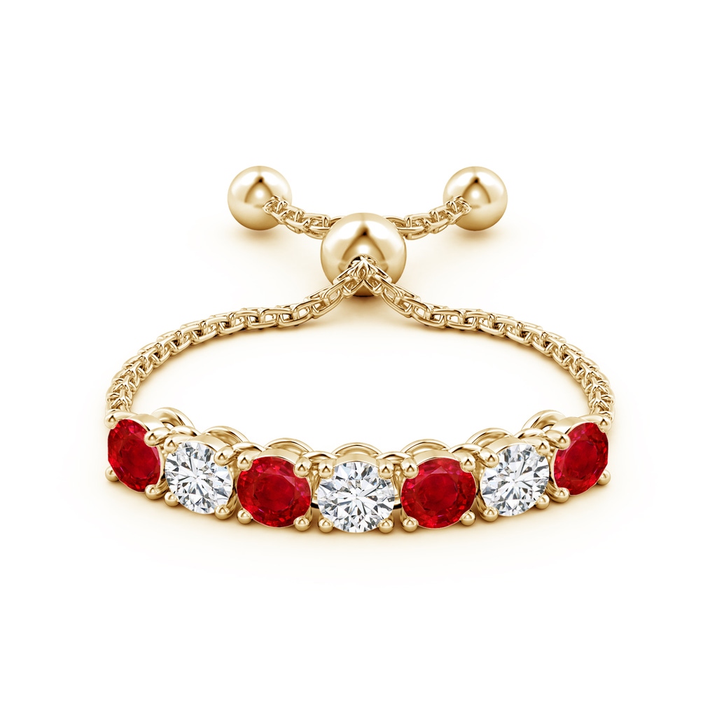 2.5mm AAA Seven Stone Ruby and Diamond Tennis Bolo Ring in Yellow Gold - side_1