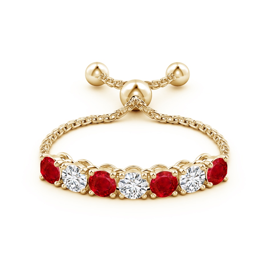 2.5mm AAA Seven Stone Ruby and Diamond Tennis Bolo Ring in Yellow Gold side-1