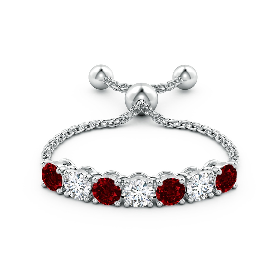 2.5mm AAAA Seven Stone Ruby and Diamond Tennis Bolo Ring in White Gold side-1