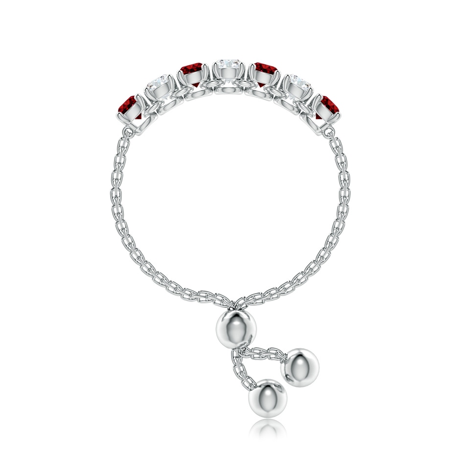 2.5mm AAAA Seven Stone Ruby and Diamond Tennis Bolo Ring in White Gold side-2