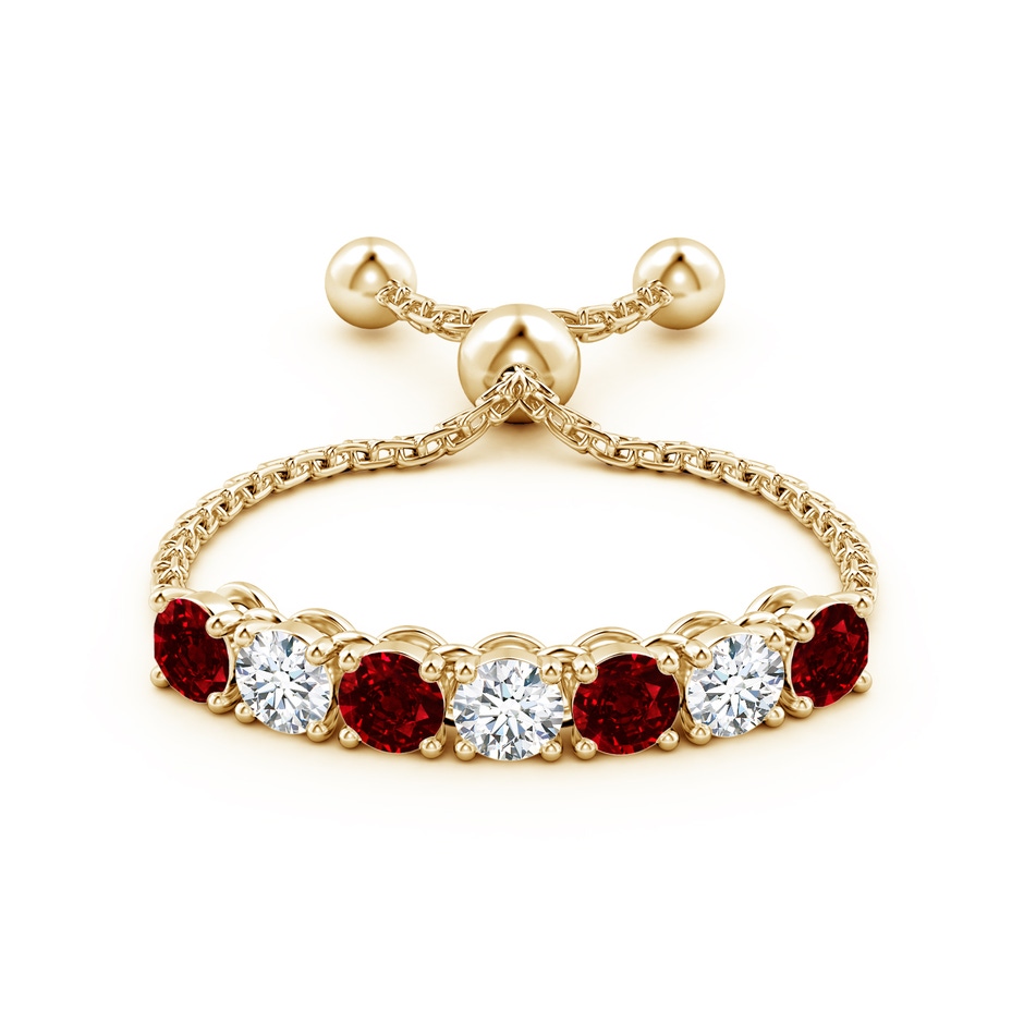 2.5mm AAAA Seven Stone Ruby and Diamond Tennis Bolo Ring in Yellow Gold side-1