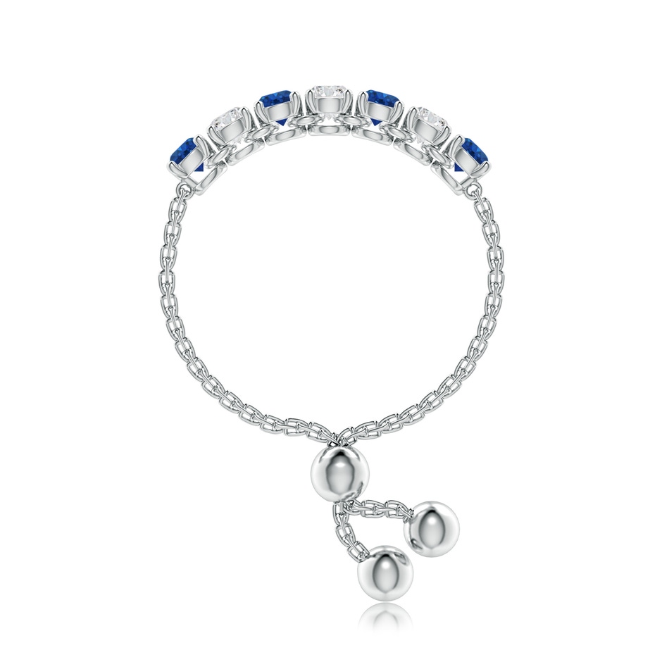 2.5mm AAA Seven Stone Sapphire and Diamond Tennis Bolo Ring in White Gold side-2