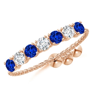 2.5mm AAAA Seven Stone Sapphire and Diamond Tennis Bolo Ring in Rose Gold