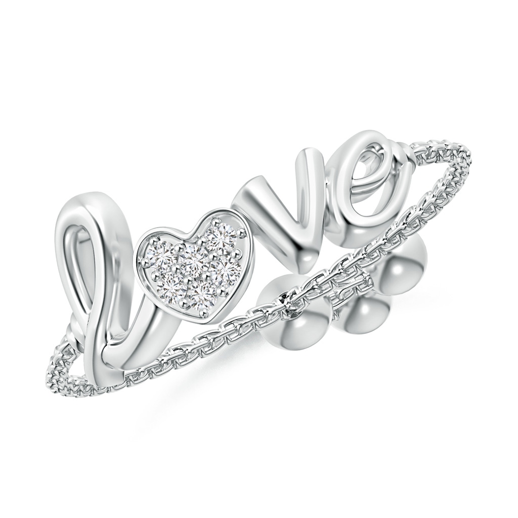 1.1mm HSI2 Pave-Set Diamond Heart Love Bolo Ring in White Gold