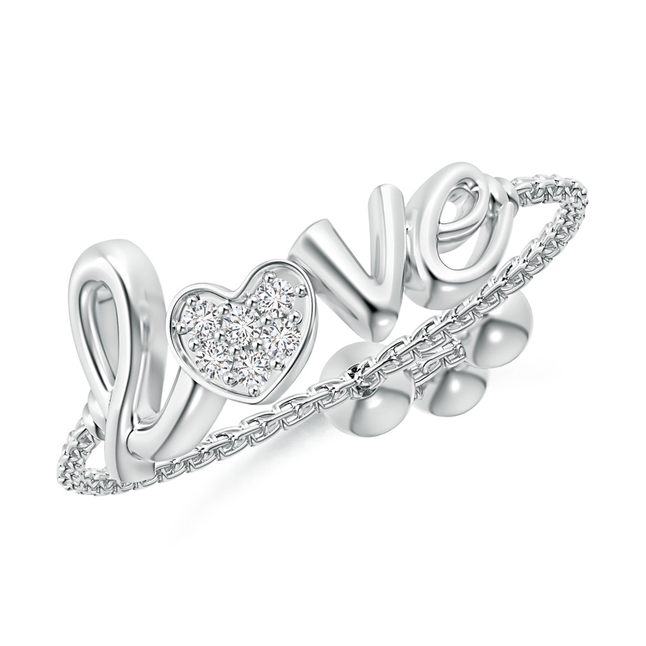 1.1mm HSI2 Pave-Set Diamond Heart Love Bolo Ring in White Gold 