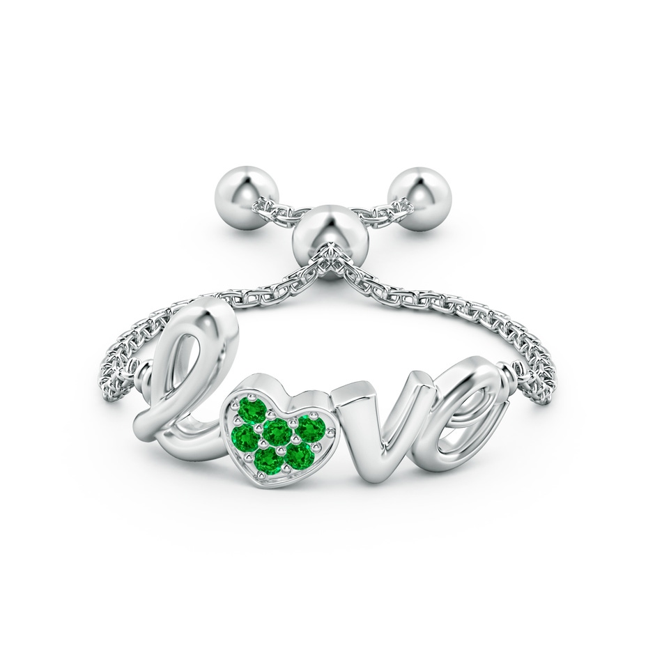 1.1mm AAAA Pave-Set Emerald Heart Love Bolo Ring in White Gold side-1