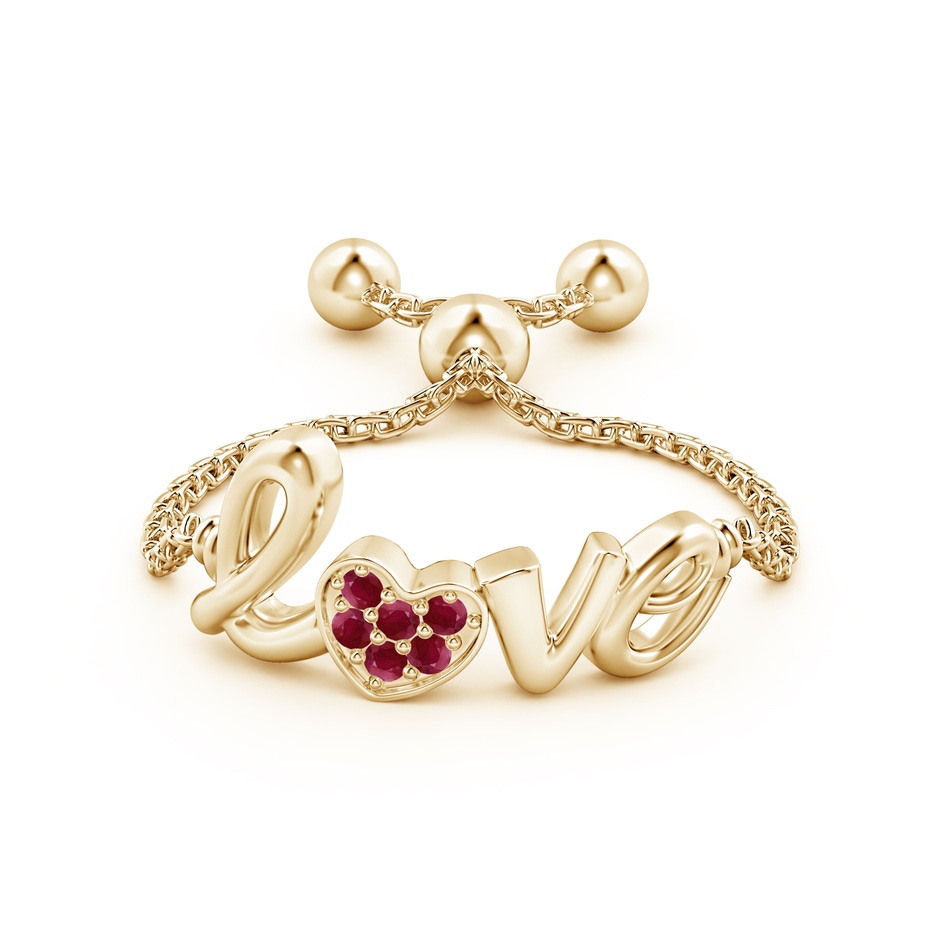 1.1mm A Pave-Set Ruby Heart Love Bolo Ring in Yellow Gold side-1