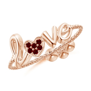 1.1mm AAAA Pave-Set Ruby Heart Love Bolo Ring in Rose Gold