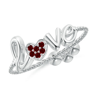 1.1mm AAAA Pave-Set Ruby Heart Love Bolo Ring in White Gold