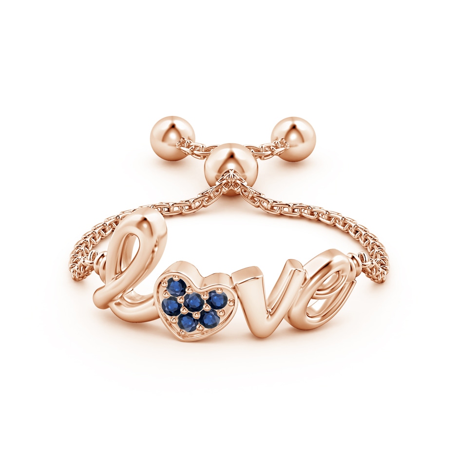 1.1mm AA Pave-Set Sapphire Heart Love Bolo Ring in Rose Gold side-1