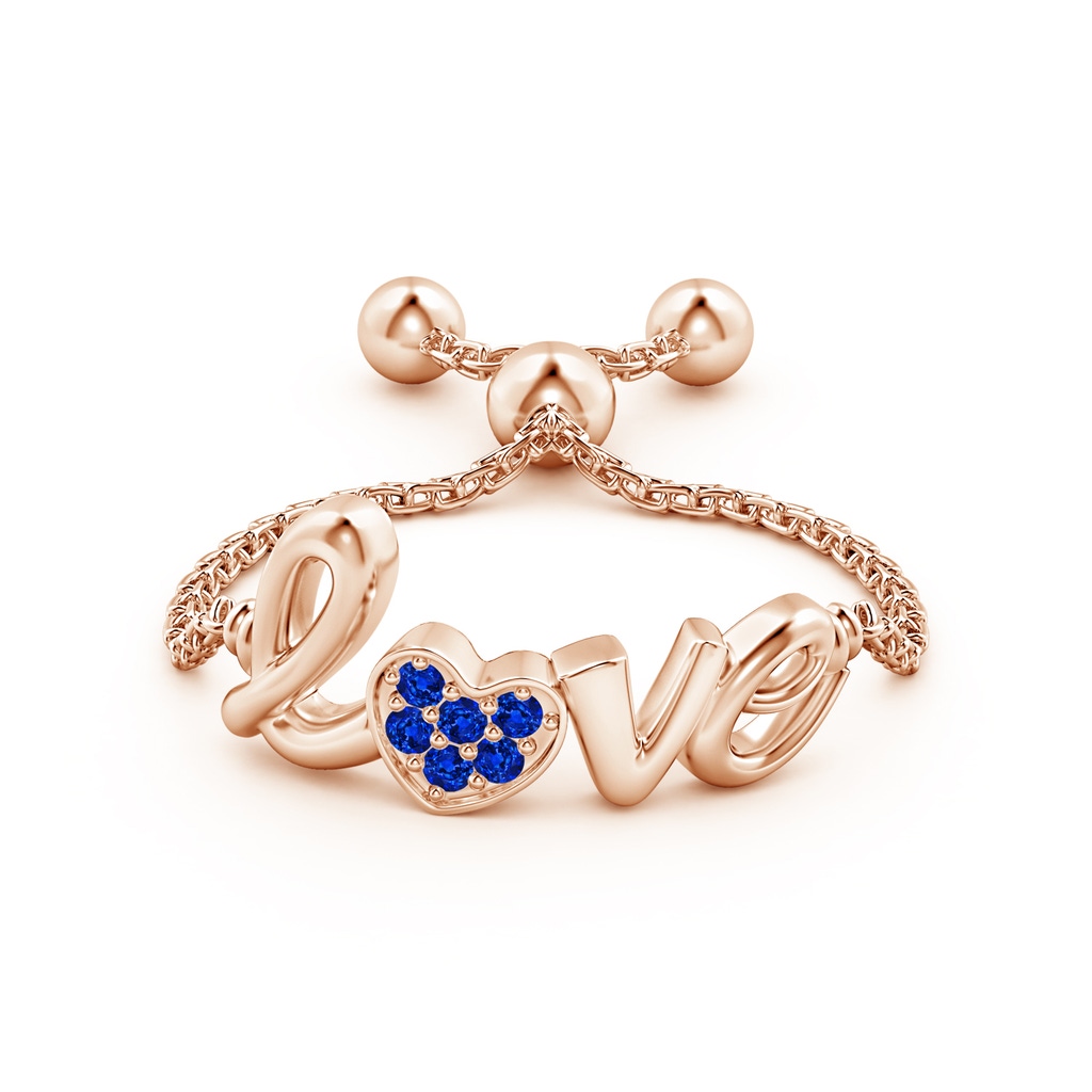 1.1mm AAAA Pave-Set Sapphire Heart Love Bolo Ring in Rose Gold - side_1