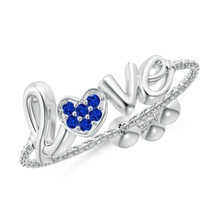 1.1mm AAAA Pave-Set Sapphire Heart Love Bolo Ring in White Gold