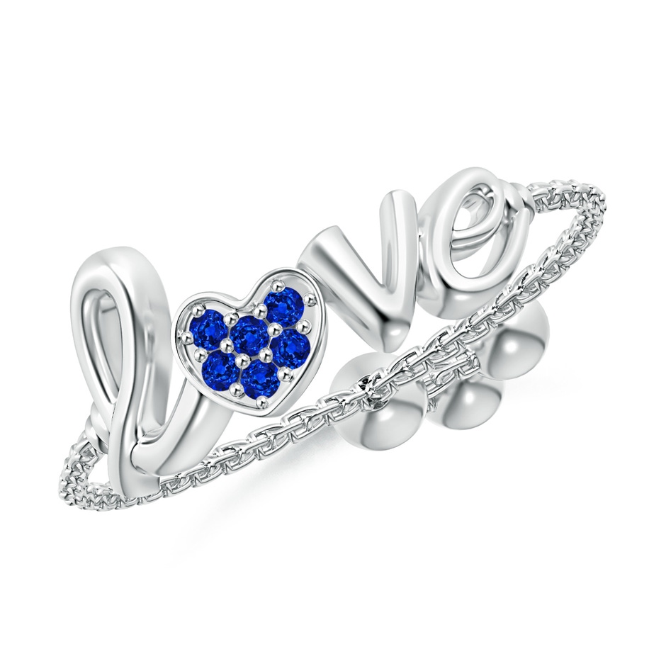 1.1mm AAAA Pave-Set Sapphire Heart Love Bolo Ring in White Gold 