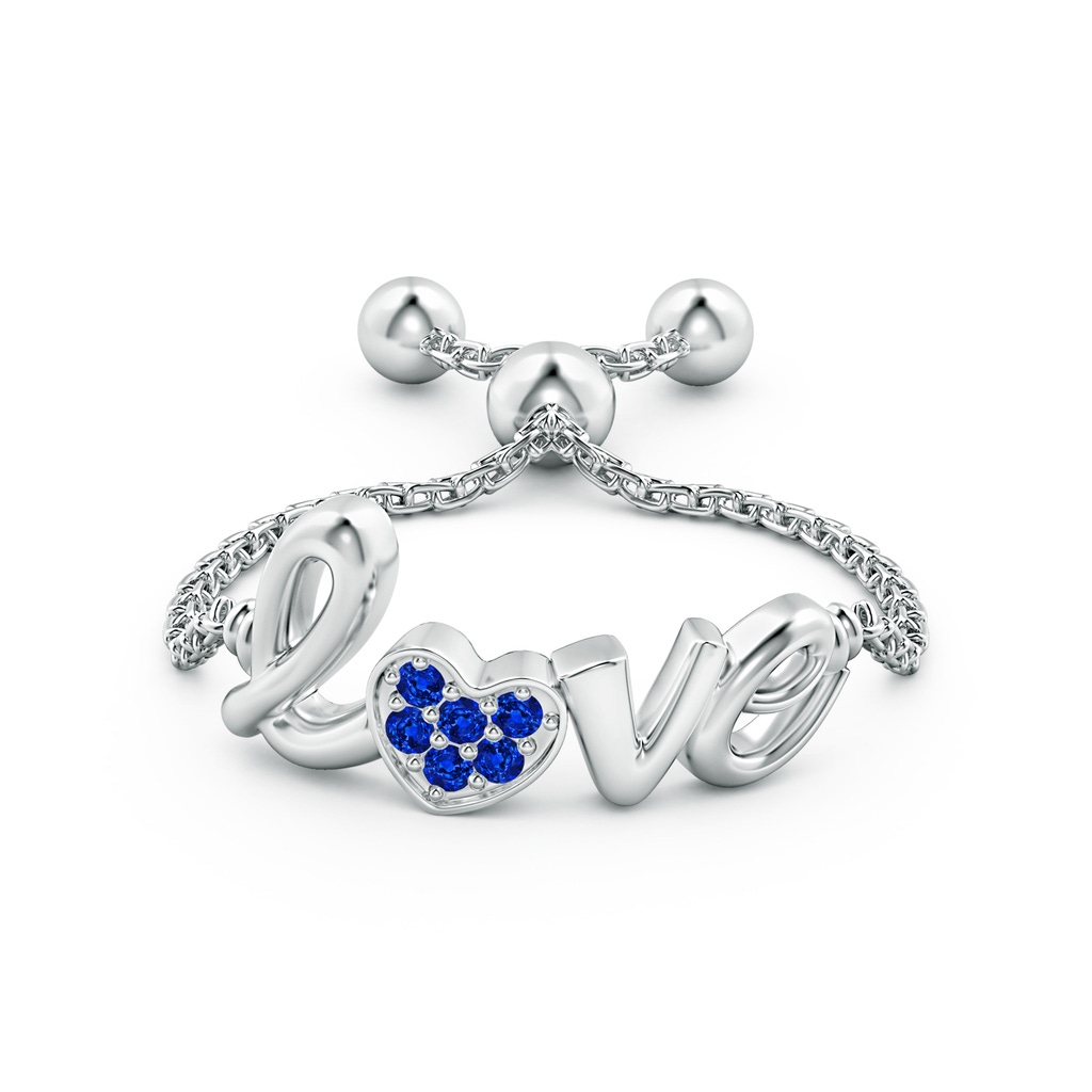 1.1mm AAAA Pave-Set Sapphire Heart Love Bolo Ring in White Gold - side_1