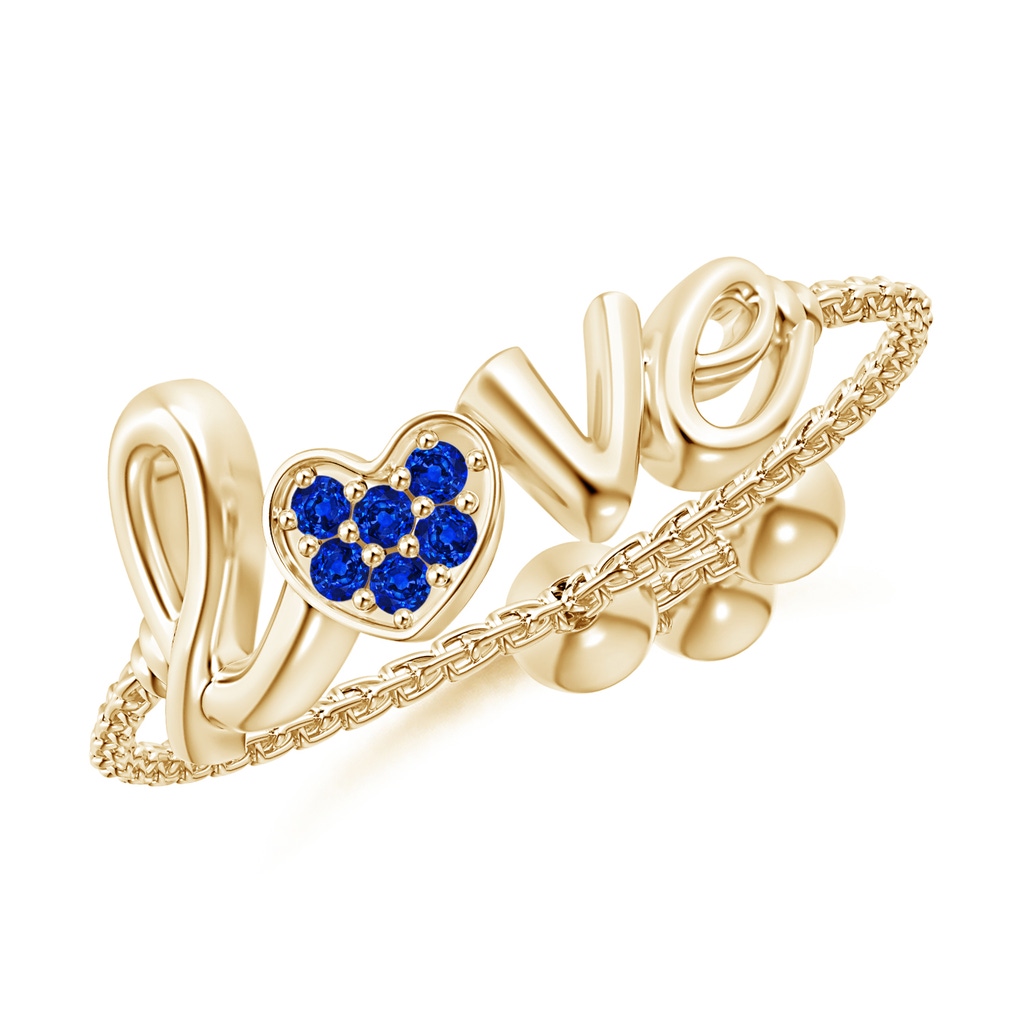 1.1mm AAAA Pave-Set Sapphire Heart Love Bolo Ring in Yellow Gold
