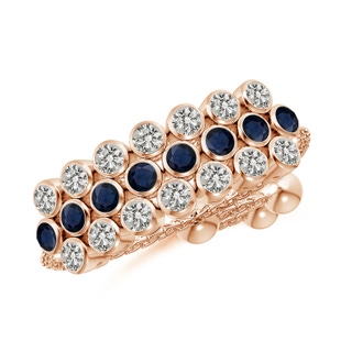 1.8mm A Three Row Bezel-Set Sapphire and Diamond Tennis Bolo Ring in Rose Gold