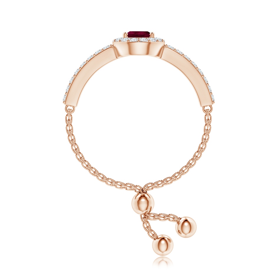 6x4mm A Floating Pear-Shaped Ruby Bolo Ring with Halo in Rose Gold side 299