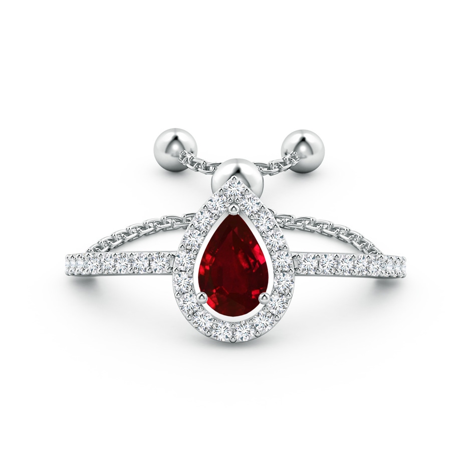 6x4mm AAAA Floating Pear-Shaped Ruby Bolo Ring with Halo in White Gold side 199