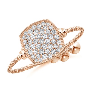 1.2mm GVS2 Pave-Set Diamond Cushion Bolo Ring in Rose Gold