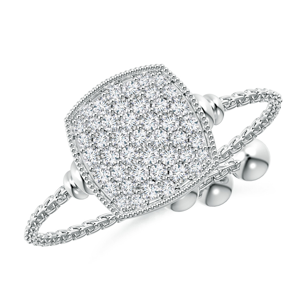 1.2mm GVS2 Pave-Set Diamond Cushion Bolo Ring in White Gold