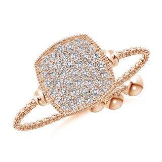 1.2mm IJI1I2 Pave-Set Diamond Cushion Bolo Ring in Rose Gold