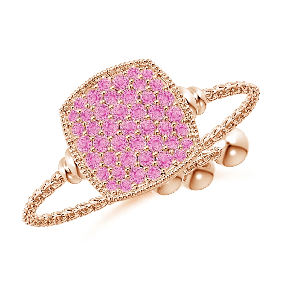 1.2mm A Pave-Set Pink Sapphire Cushion Bolo Ring in Rose Gold 