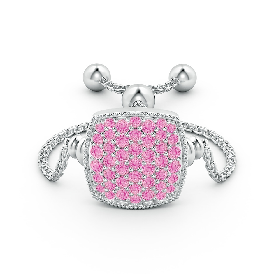 1.2mm A Pave-Set Pink Sapphire Cushion Bolo Ring in White Gold side-1