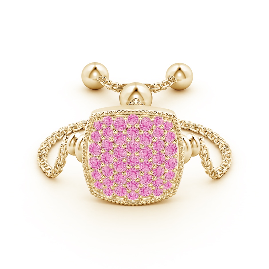 1.2mm A Pave-Set Pink Sapphire Cushion Bolo Ring in Yellow Gold side-1