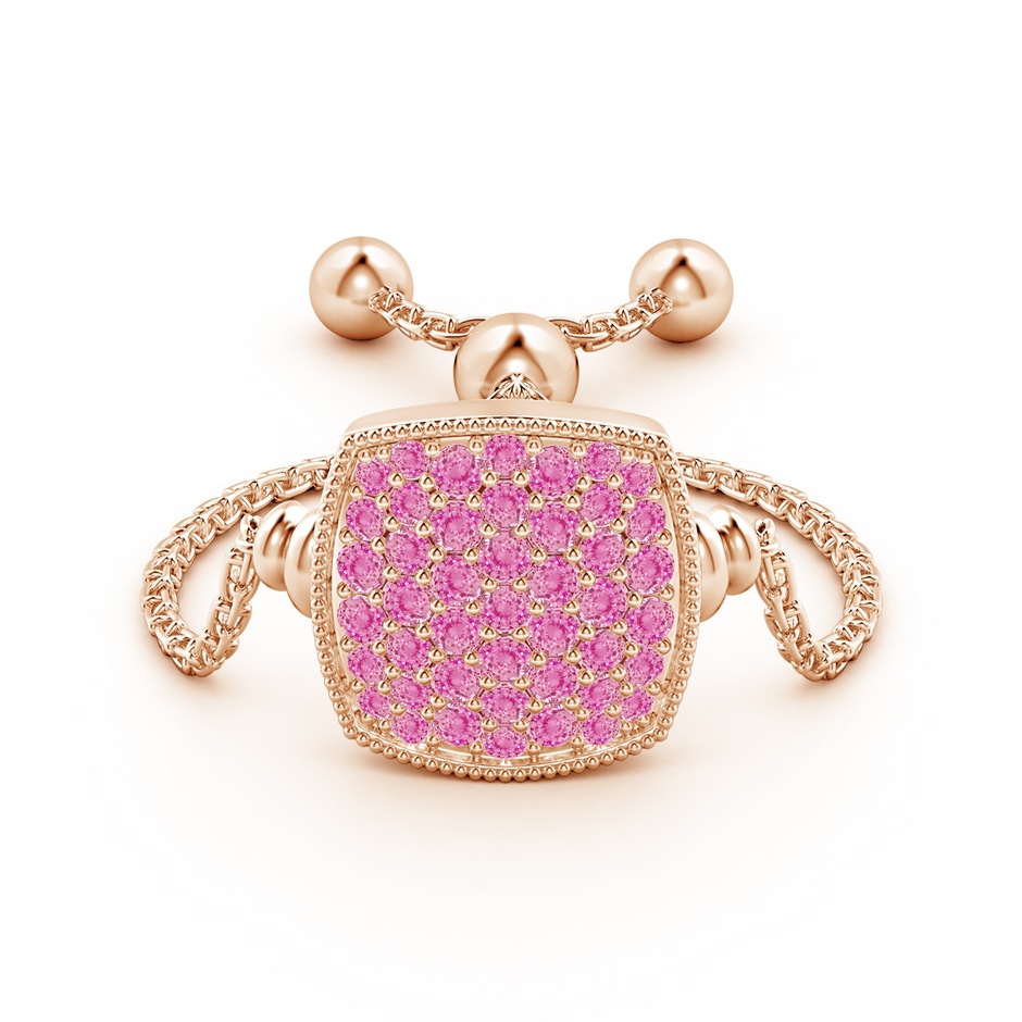 1.2mm AA Pave-Set Pink Sapphire Cushion Bolo Ring in Rose Gold side-1