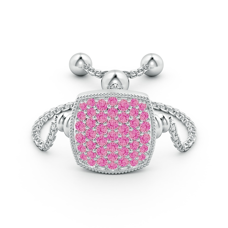 1.2mm AA Pave-Set Pink Sapphire Cushion Bolo Ring in White Gold side-1